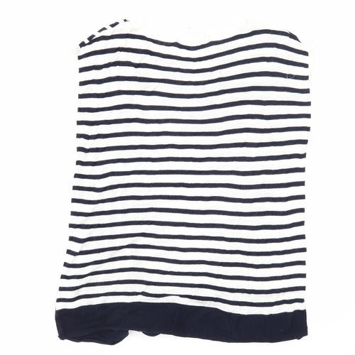 Marks and Spencer Womens White Round Neck Striped Viscose Pullover Jumper Size 10