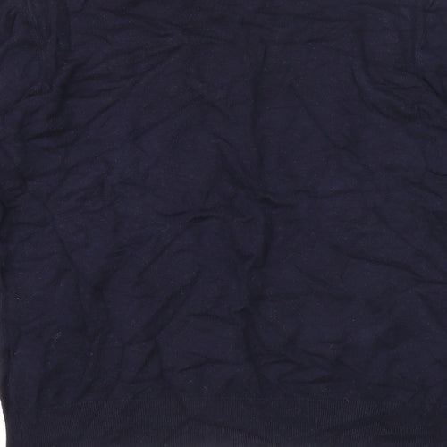 Warehouse Womens Blue Round Neck Floral Viscose Pullover Jumper Size 14