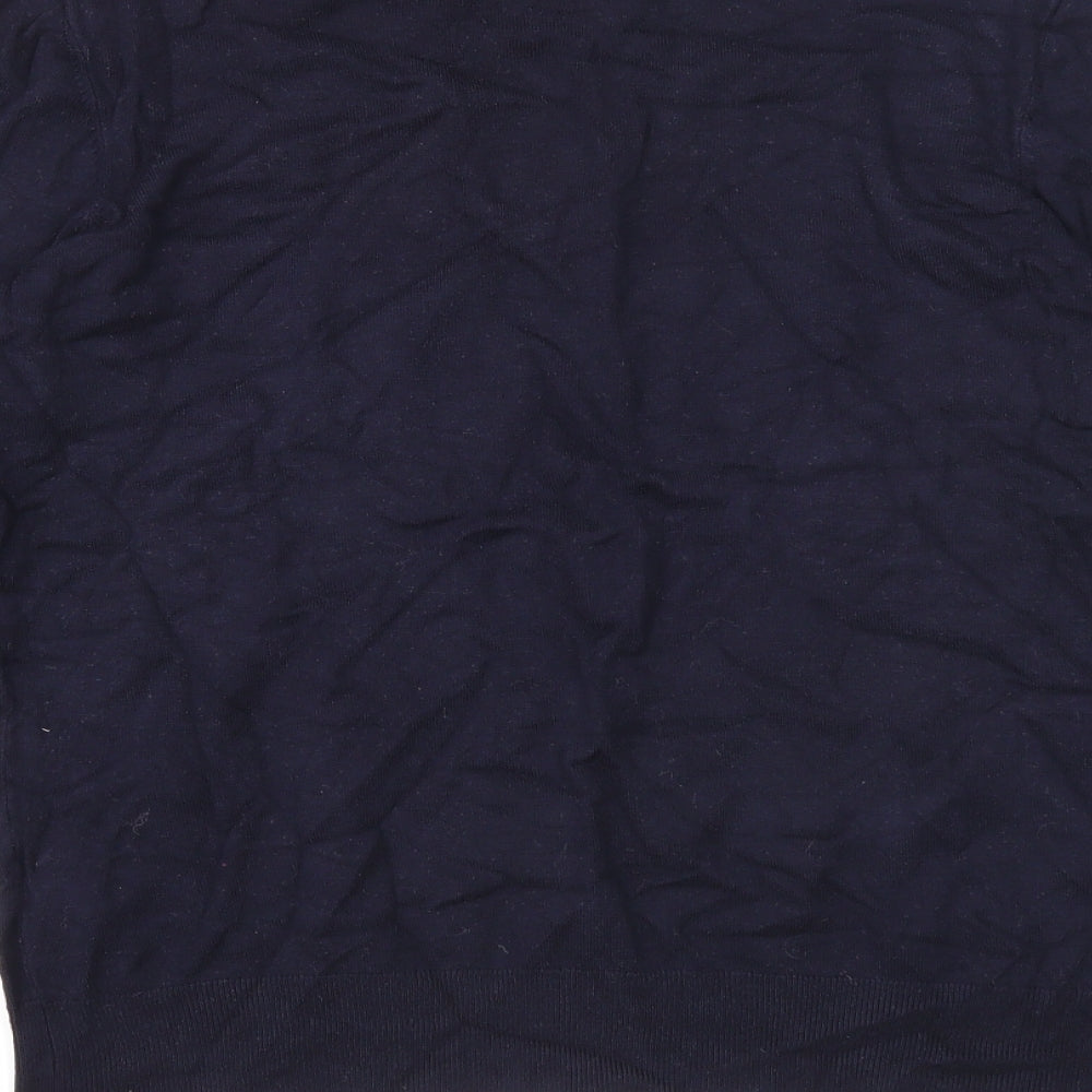 Warehouse Womens Blue Round Neck Floral Viscose Pullover Jumper Size 14