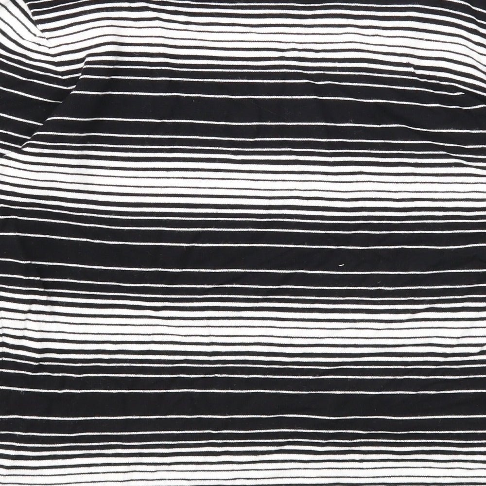Laura Ashley Womens Black Round Neck Striped Viscose Pullover Jumper Size 12
