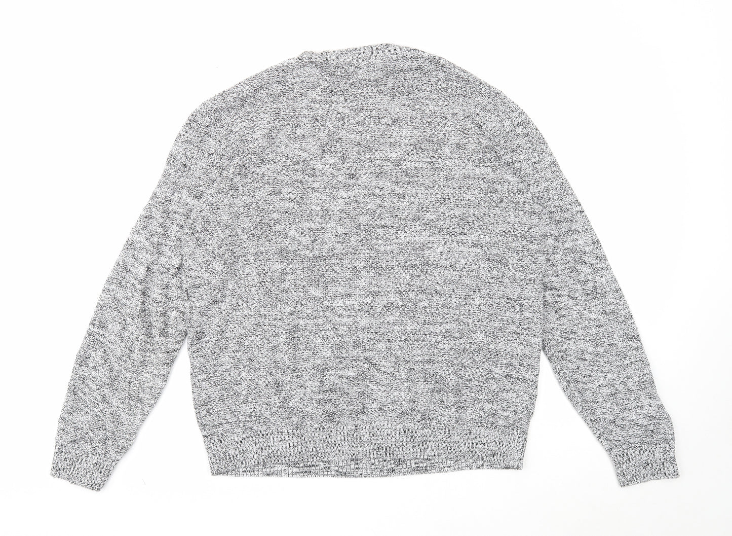 Primark Mens White Round Neck Cotton Pullover Jumper Size L Long Sleeve