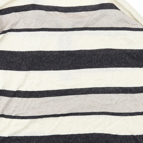 Blue Vanilla Womens Beige Round Neck Striped Viscose Pullover Jumper Size S