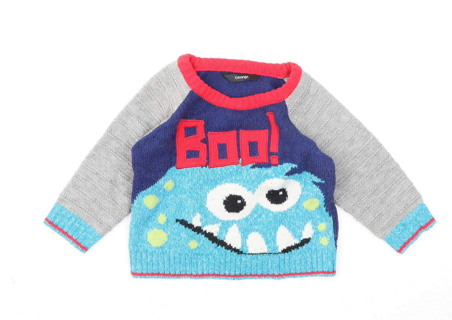 George Boys Blue Cotton Pullover Jumper Size 12-18 Months Pullover - Boo!