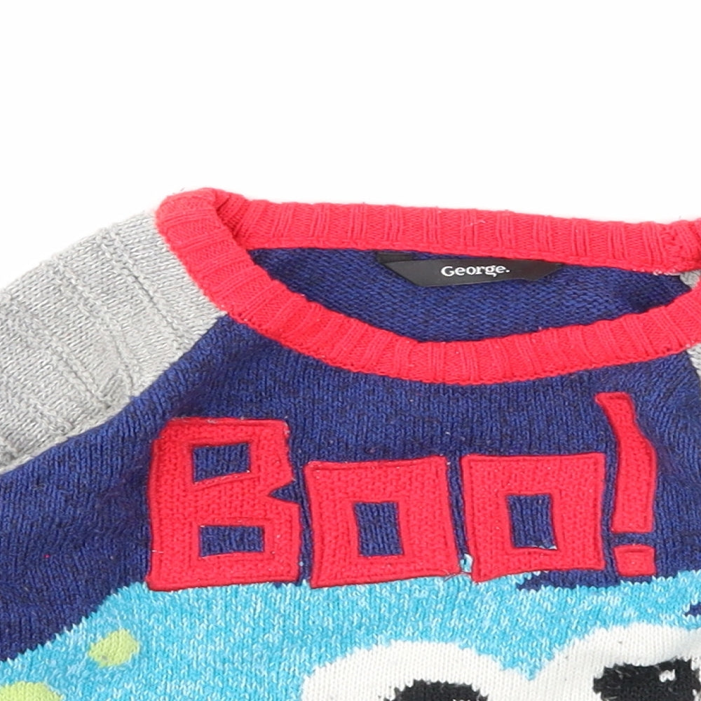 George Boys Blue Cotton Pullover Jumper Size 12-18 Months Pullover - Boo!