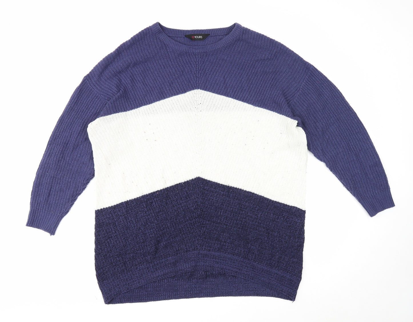Love Yours Womens Blue Round Neck Acrylic Pullover Jumper Size 20