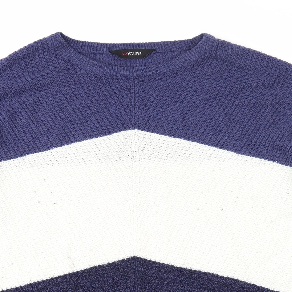 Love Yours Womens Blue Round Neck Acrylic Pullover Jumper Size 20