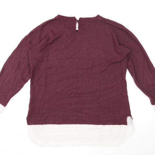 Peacocks Womens Pink Round Neck Cotton Pullover Jumper Size XL