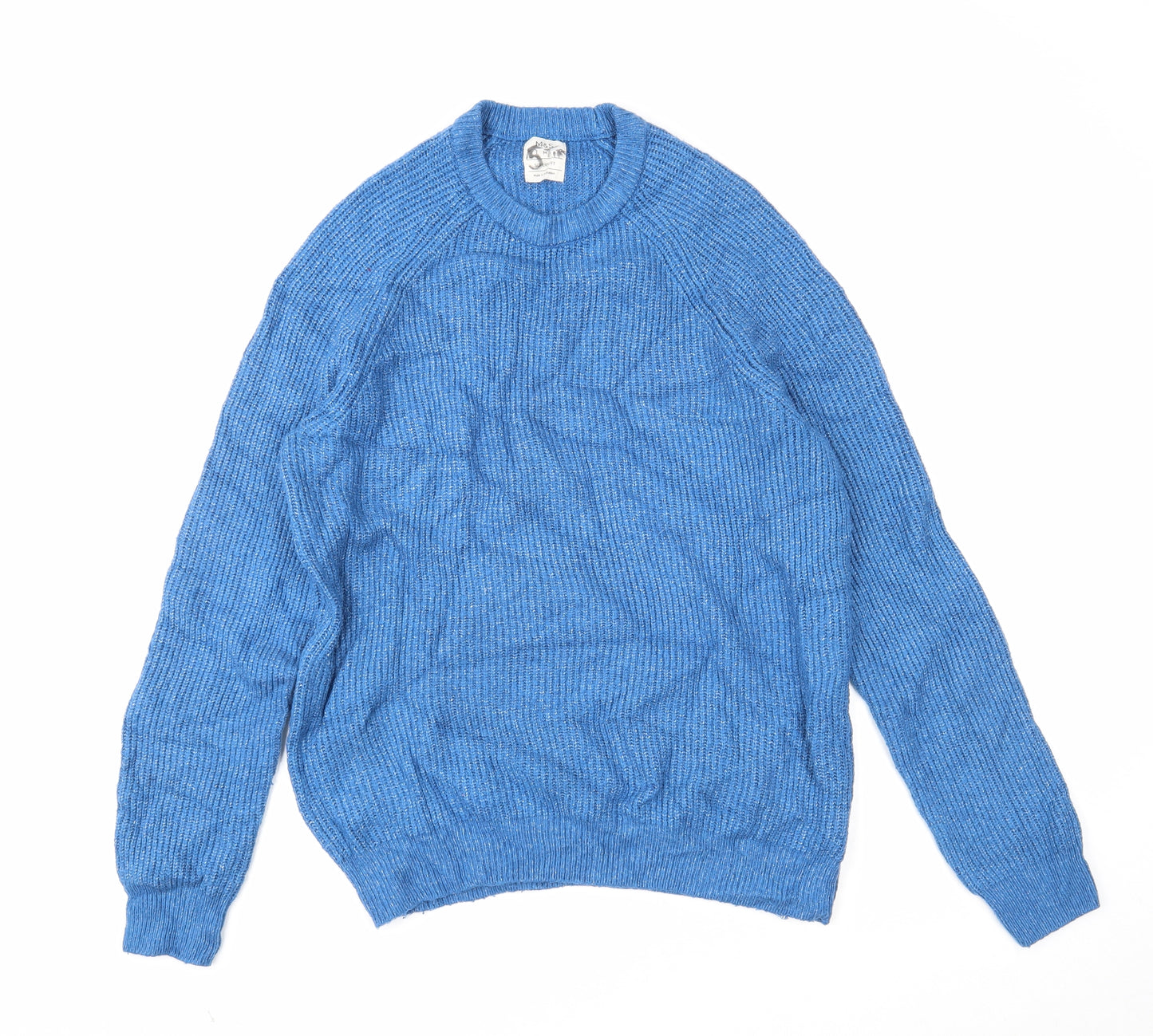 Marks and Spencer Mens Blue Round Neck Polyamide Pullover Jumper Size M Long Sleeve