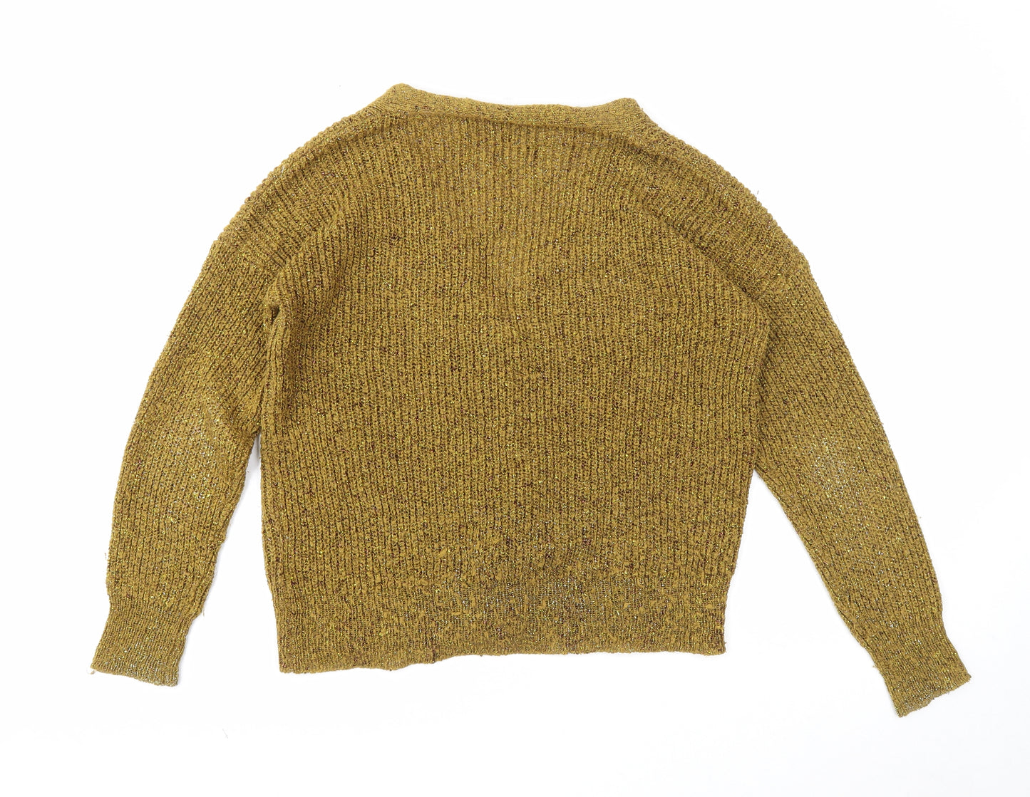 Kiabi Womens Yellow V-Neck Acrylic Cardigan Jumper Size S