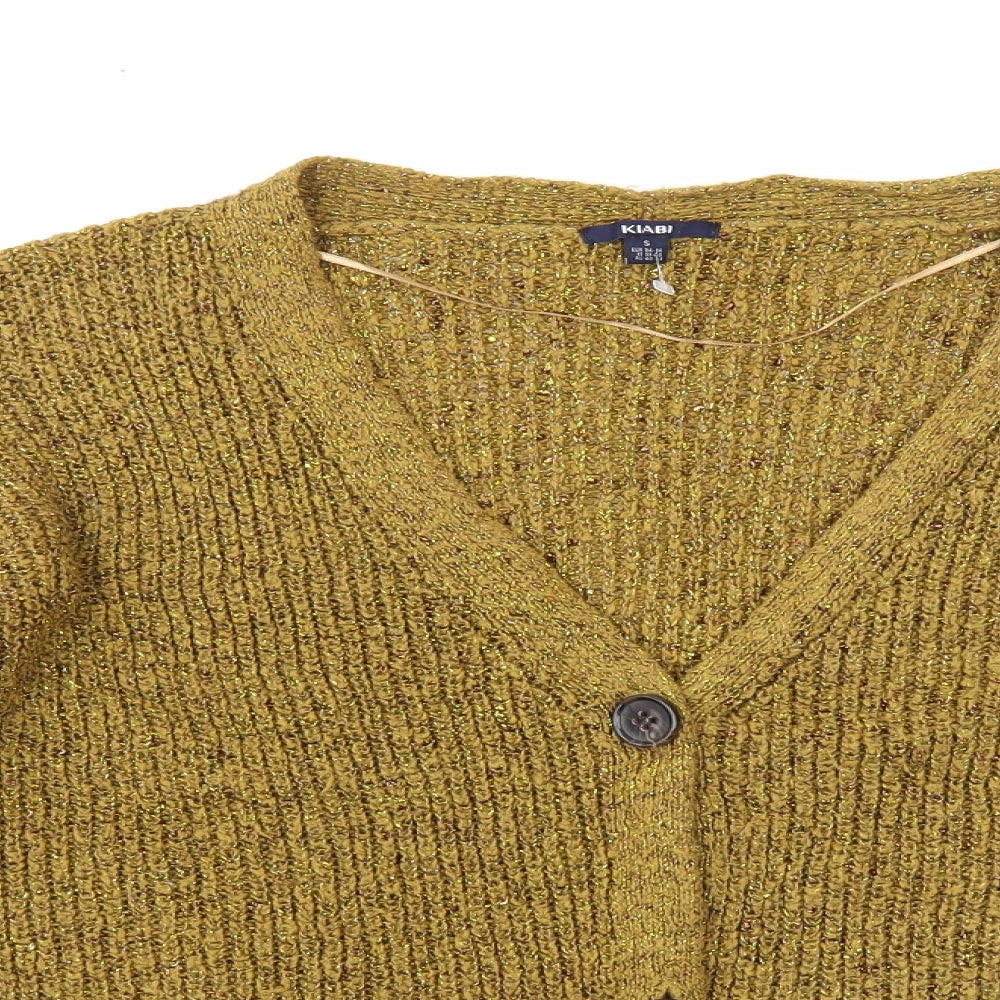 Kiabi Womens Yellow V-Neck Acrylic Cardigan Jumper Size S