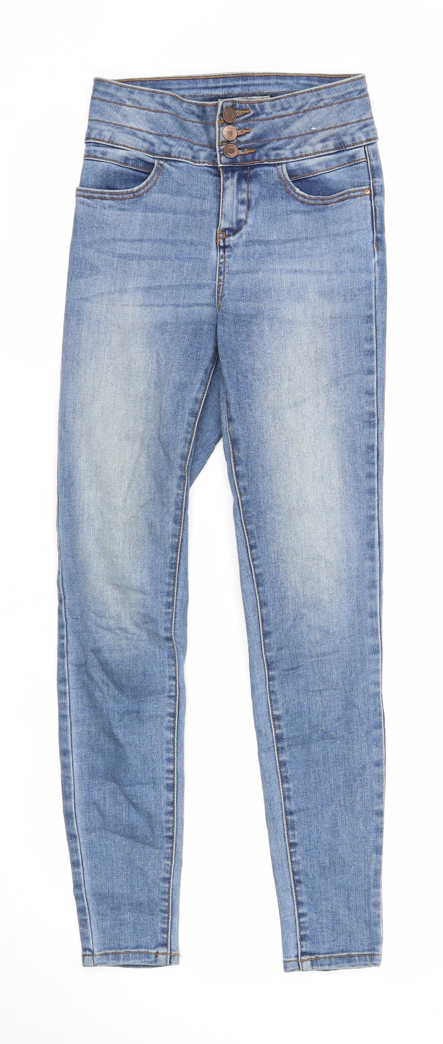 Denim & Co. Womens Blue Cotton Skinny Jeans Size 6 Regular Zip