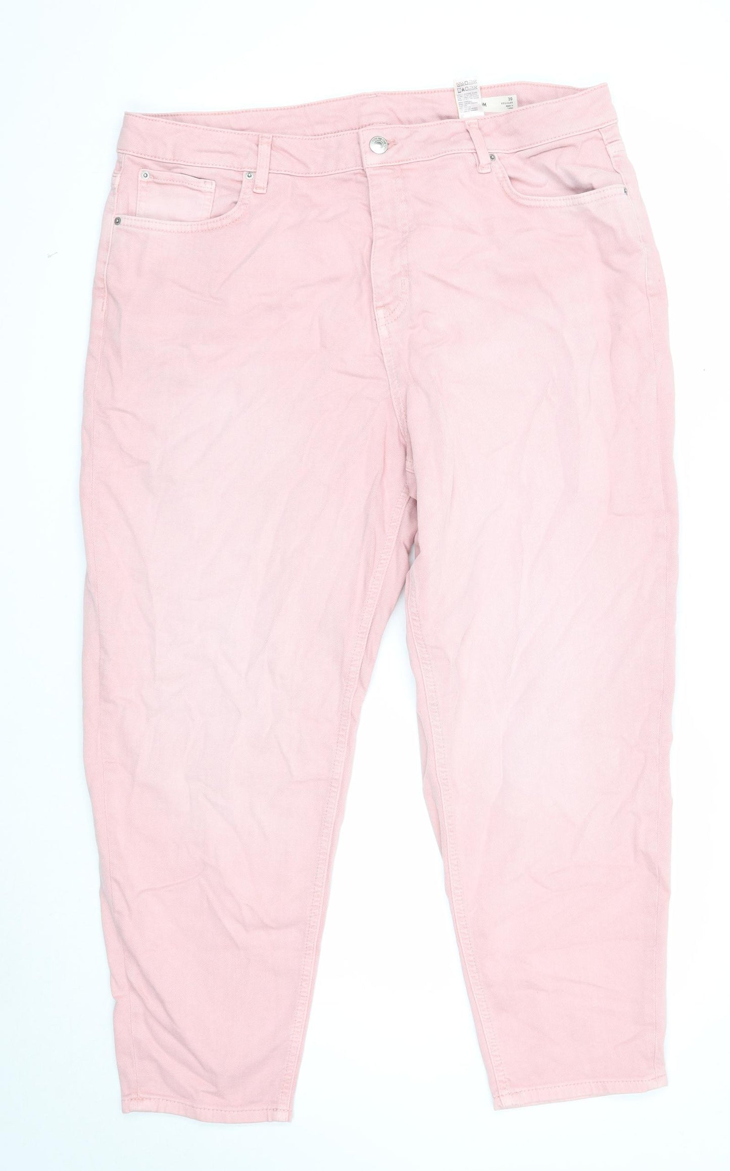 Marks and Spencer Womens Pink Cotton Skinny Jeans Size 20 Regular Zip
