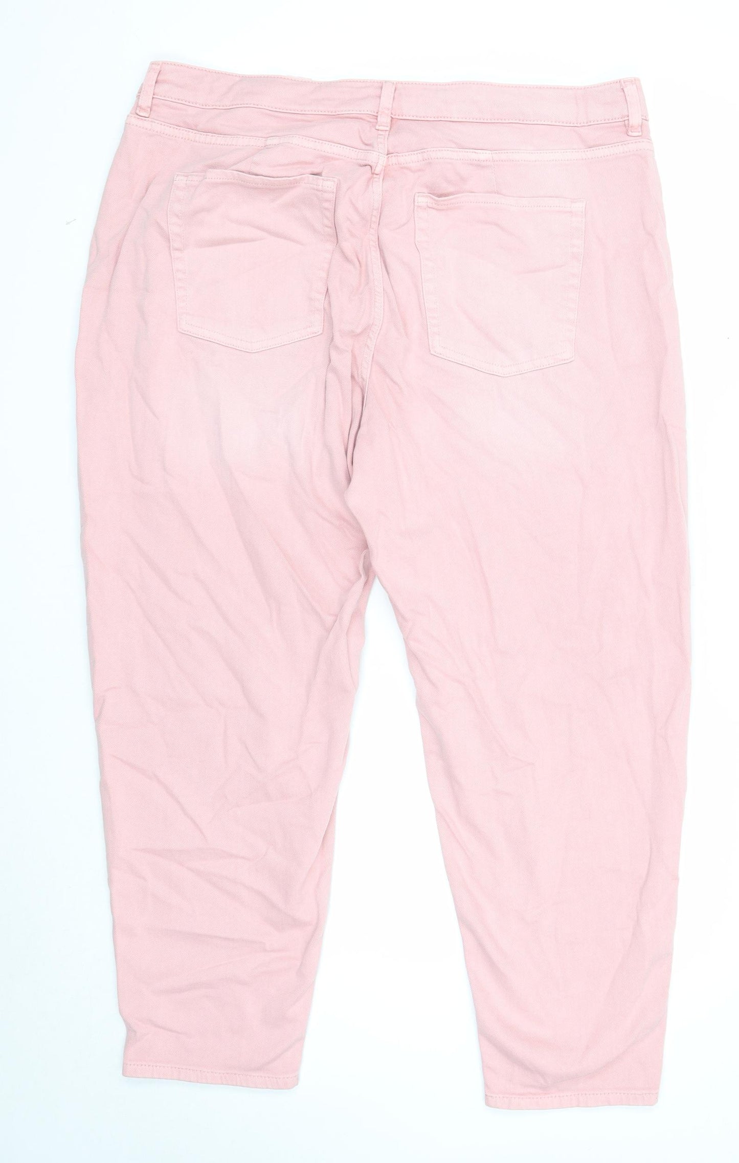 Marks and Spencer Womens Pink Cotton Skinny Jeans Size 20 Regular Zip