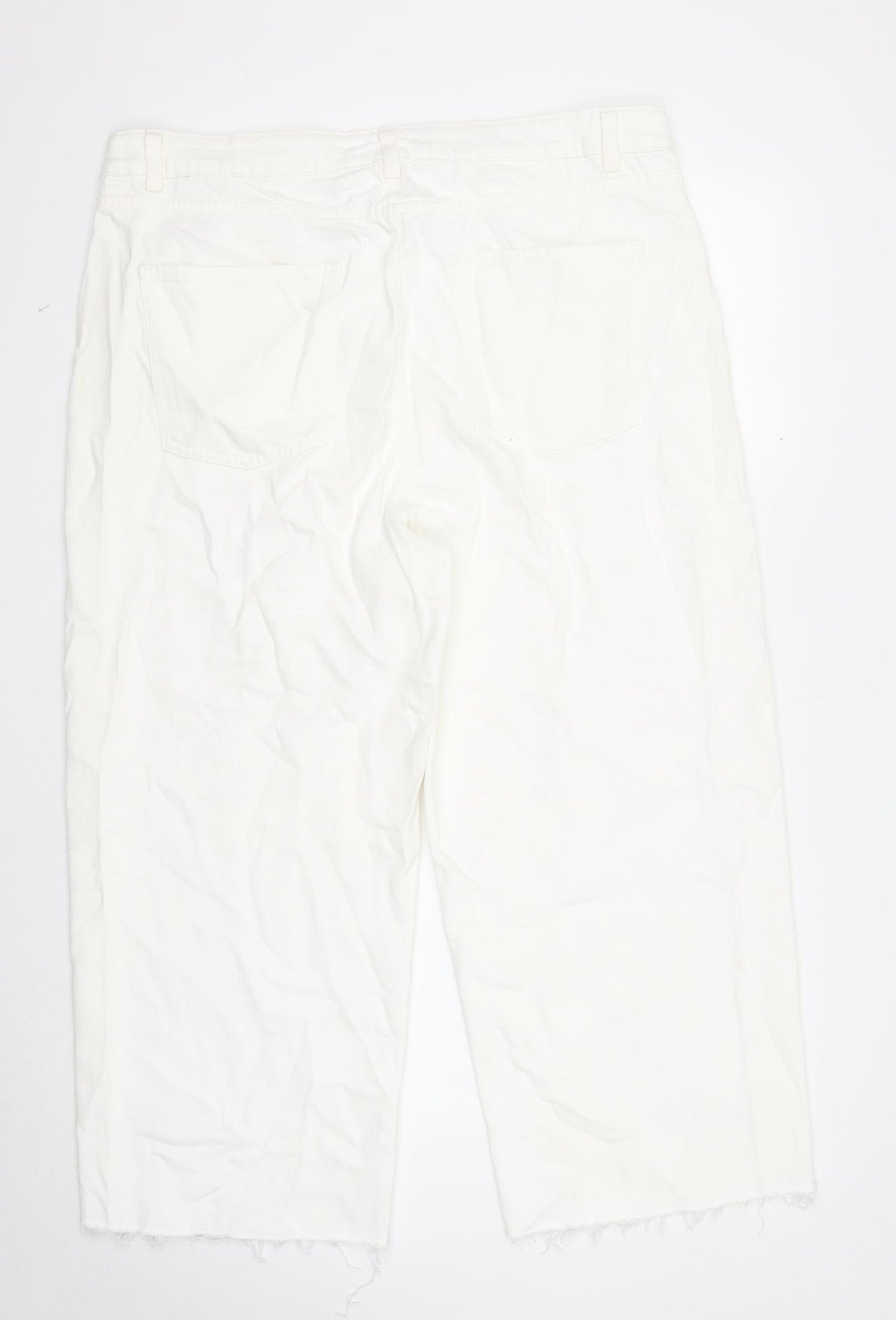 Marks and Spencer Womens White Cotton Straight Jeans Size 20 Regular Zip