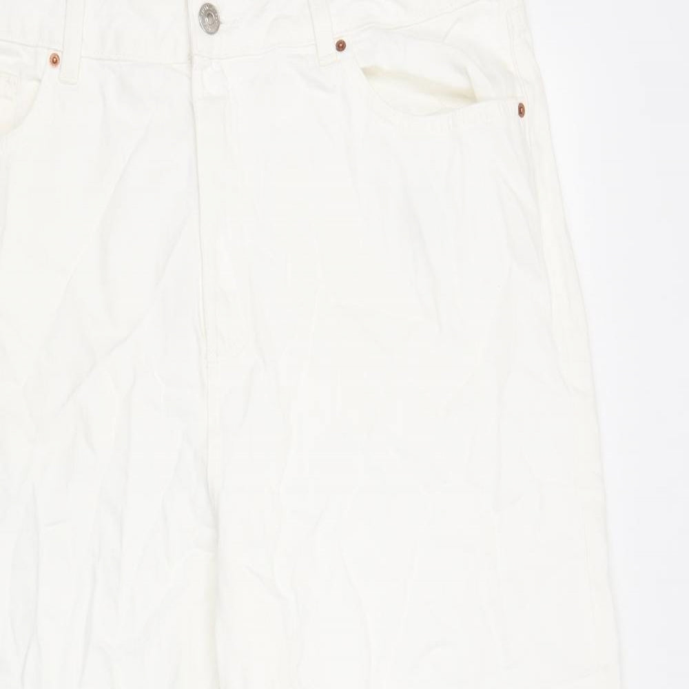 Marks and Spencer Womens White Cotton Straight Jeans Size 20 Regular Zip