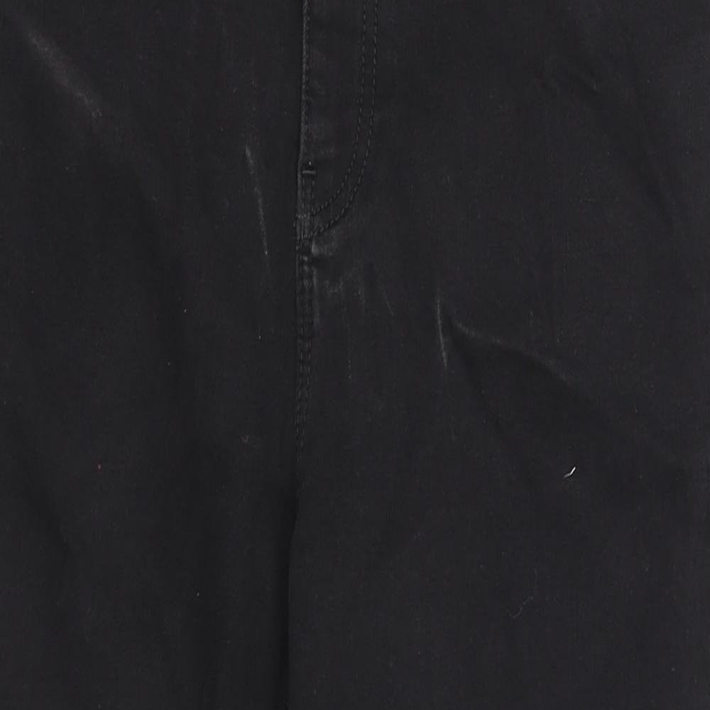 Marks and Spencer Womens Black Cotton Straight Jeans Size 12 Regular Zip