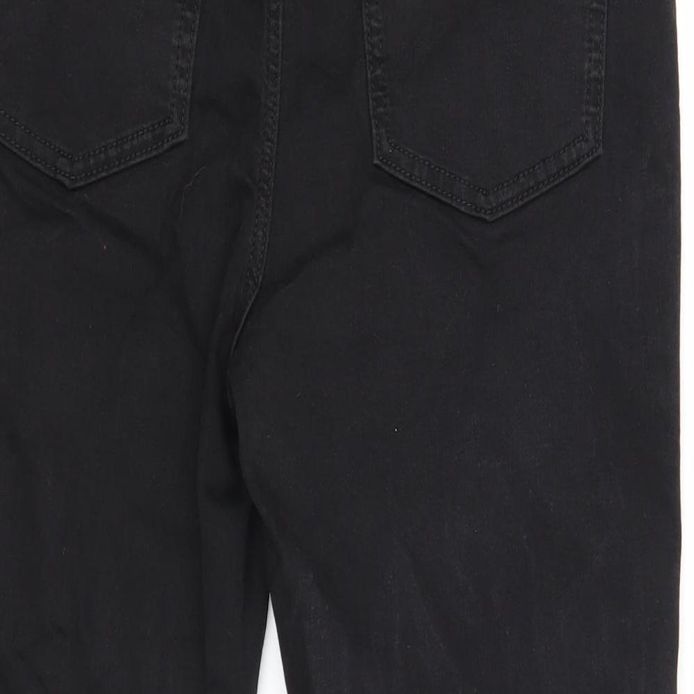 Marks and Spencer Womens Black Cotton Straight Jeans Size 12 Regular Zip