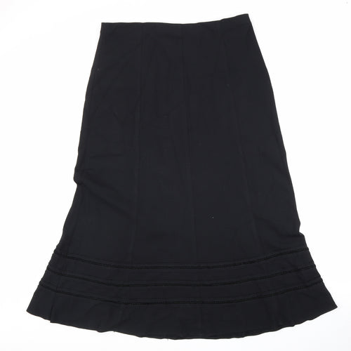 Marks and Spencer Womens Black Polyester Swing Skirt Size 14 Hook & Loop