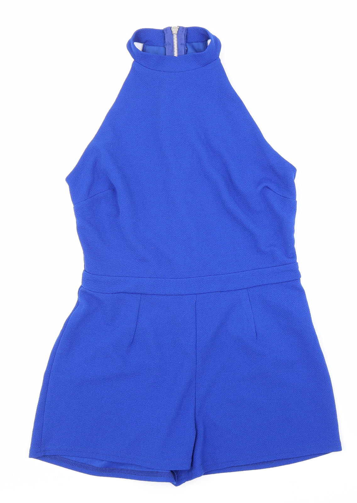 New Look Womens Blue Polyester Playsuit One-Piece Size 10 Zip