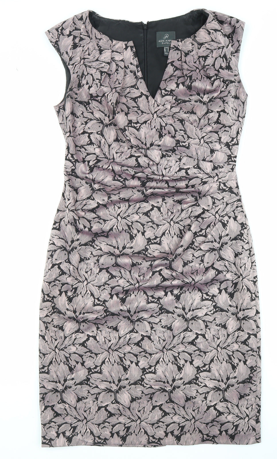 Adrianna Papell Womens Pink Geometric Polyester Shift Size 10 V-Neck Zip