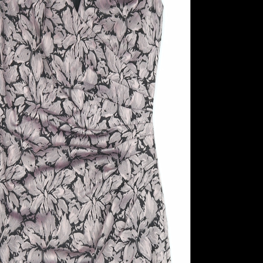 Adrianna Papell Womens Pink Geometric Polyester Shift Size 10 V-Neck Zip
