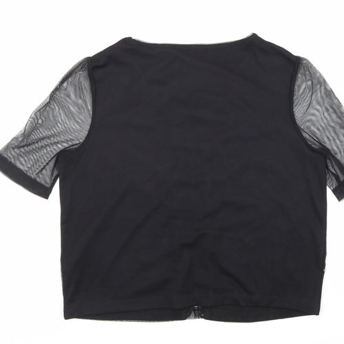 River Island Womens Black Polyester Basic T-Shirt Size 8 Round Neck - Floral Detail