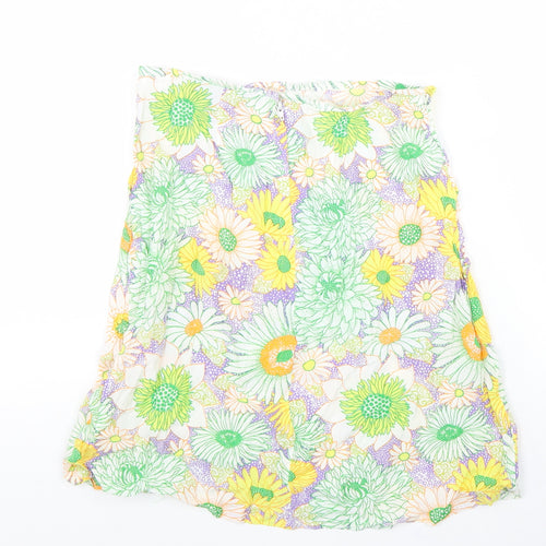 H&M Womens Multicoloured Floral Viscose Swing Skirt Size 6 Zip