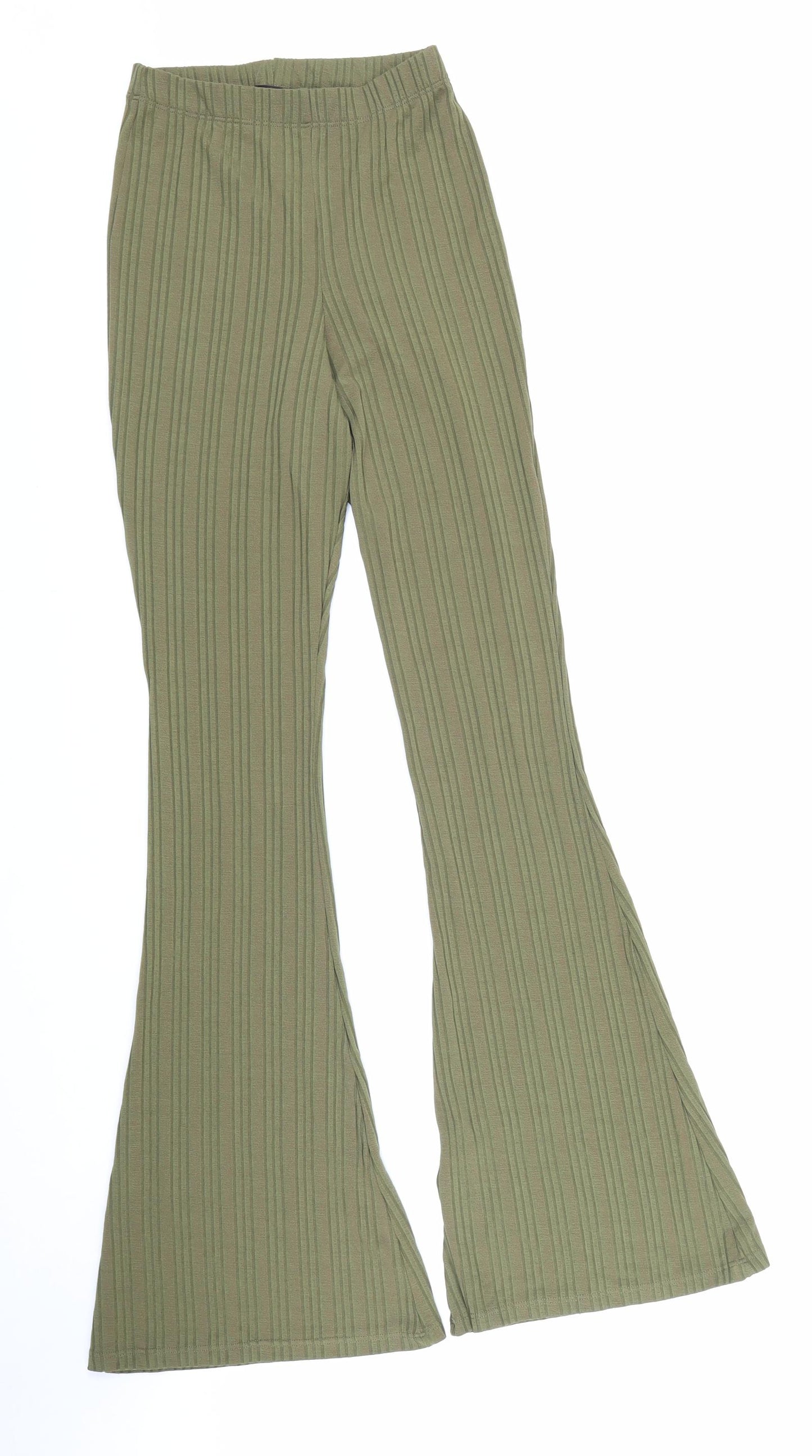 Miss Selfridge Womens Green Polyester Trousers Size 6 L30 in Regular Hook & Loop