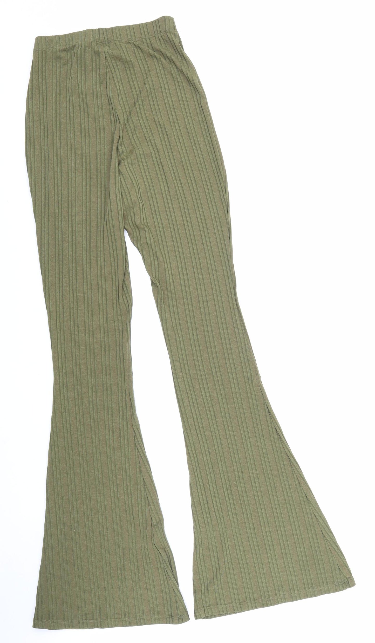 Miss Selfridge Womens Green Polyester Trousers Size 6 L30 in Regular Hook & Loop