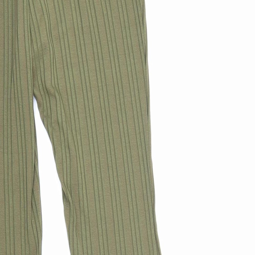 Miss Selfridge Womens Green Polyester Trousers Size 6 L30 in Regular Hook & Loop