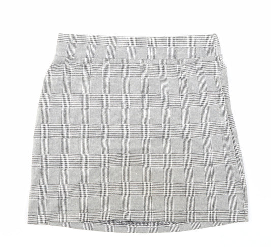 New Look Girls Grey Geometric Polyester A-Line Skirt Size 12-13 Years Regular Zip