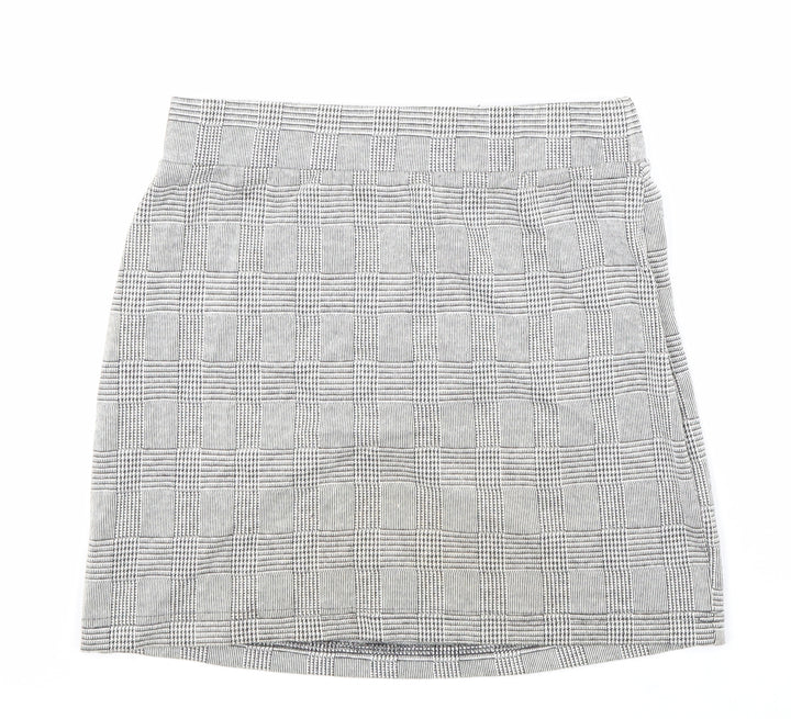 New Look Girls Grey Geometric Polyester A-Line Skirt Size 12-13 Years Regular Zip