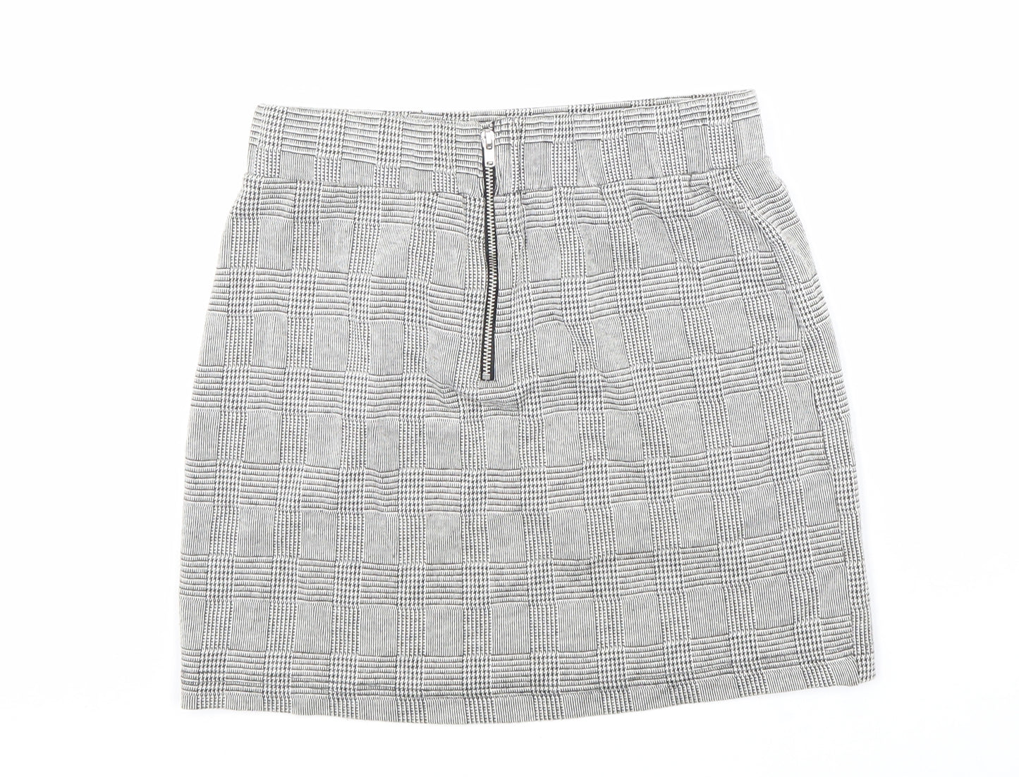 New Look Girls Grey Geometric Polyester A-Line Skirt Size 12-13 Years Regular Zip