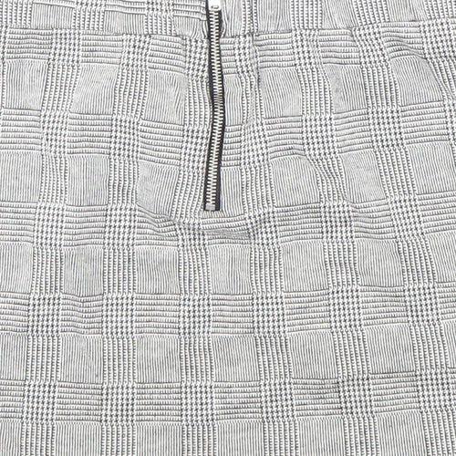New Look Girls Grey Geometric Polyester A-Line Skirt Size 12-13 Years Regular Zip