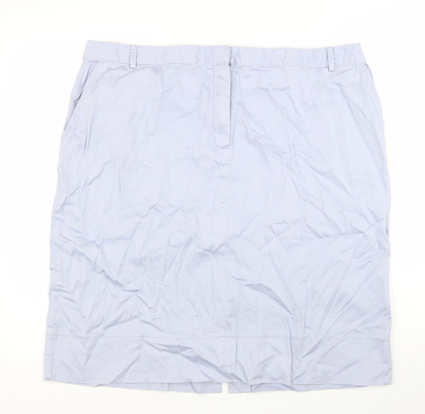 Marks and Spencer Womens Blue Cotton Straight & Pencil Skirt Size 20 Zip
