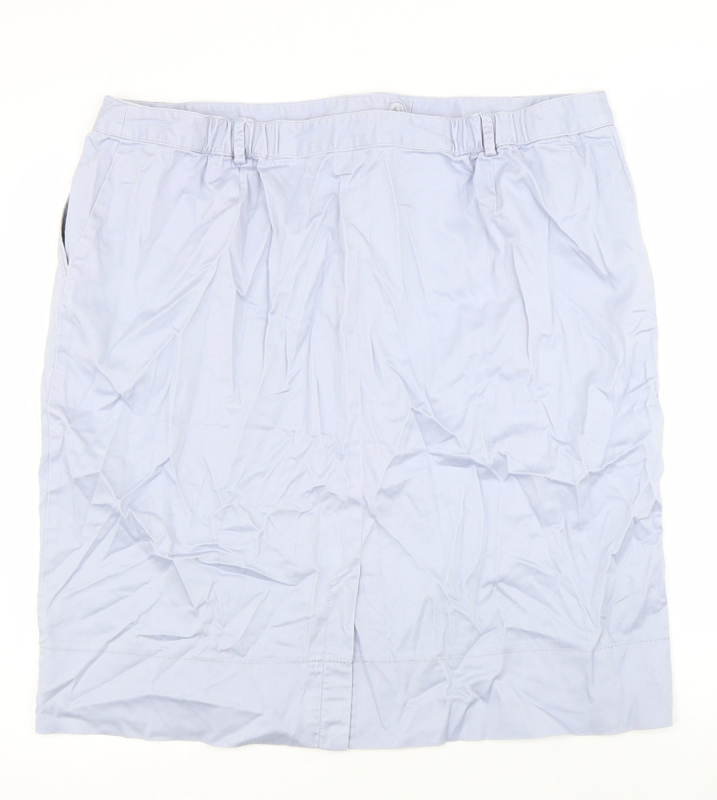 Marks and Spencer Womens Blue Cotton Straight & Pencil Skirt Size 20 Zip