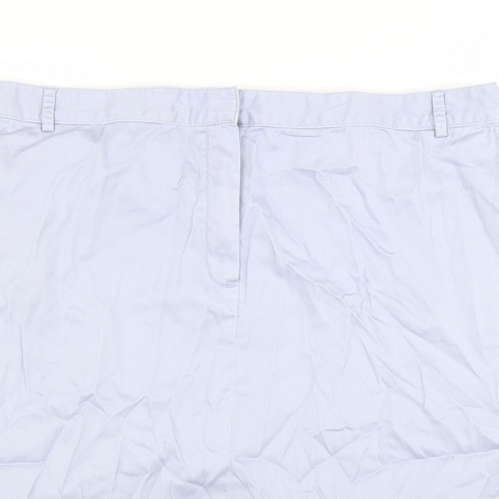 Marks and Spencer Womens Blue Cotton Straight & Pencil Skirt Size 20 Zip