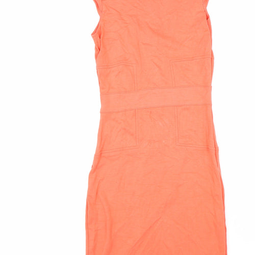 French Connection Womens Orange Polyester Bodycon Size 10 Boat Neck Zip