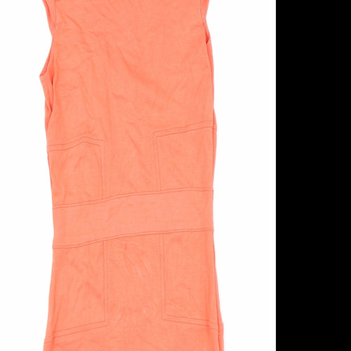 French Connection Womens Orange Polyester Bodycon Size 10 Boat Neck Zip