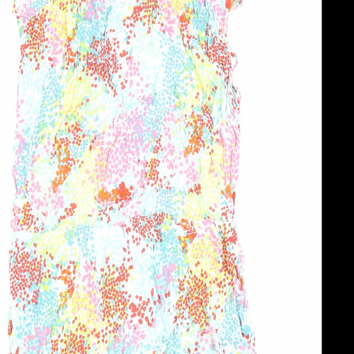 John Lewis Womens Multicoloured Geometric Viscose Shift Size 12 Round Neck Zip