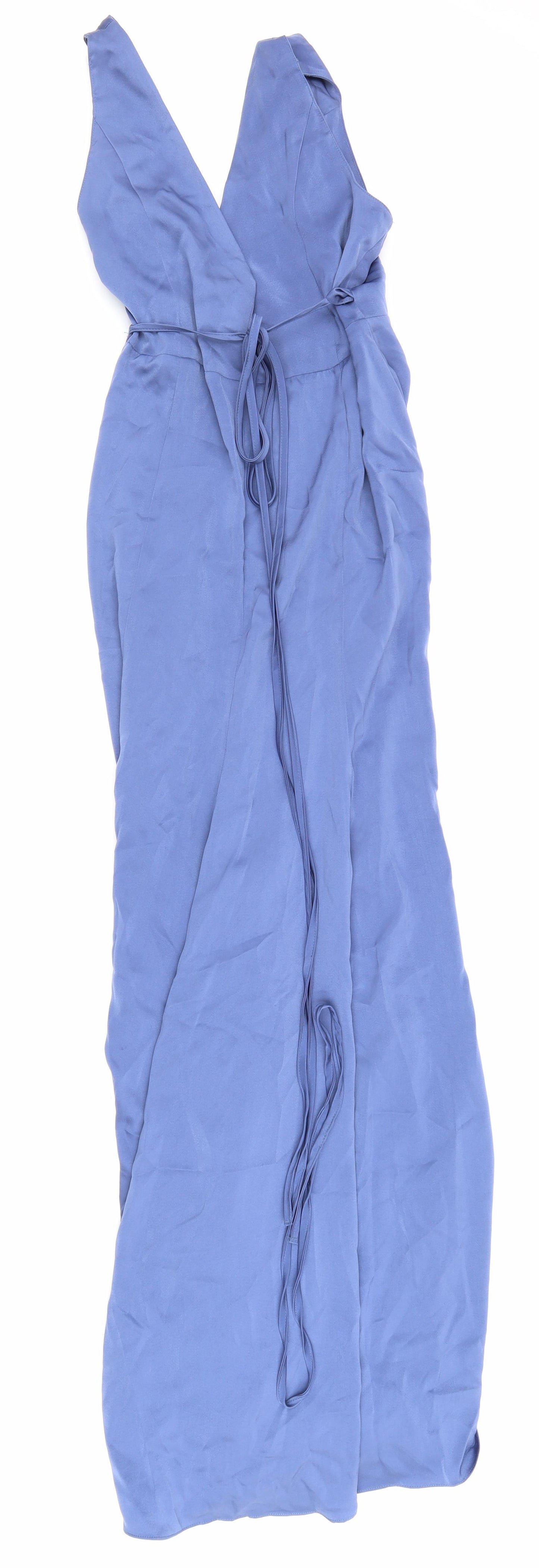 ASOS Womens Blue Polyester Maxi Size 14 V-Neck Drawstring