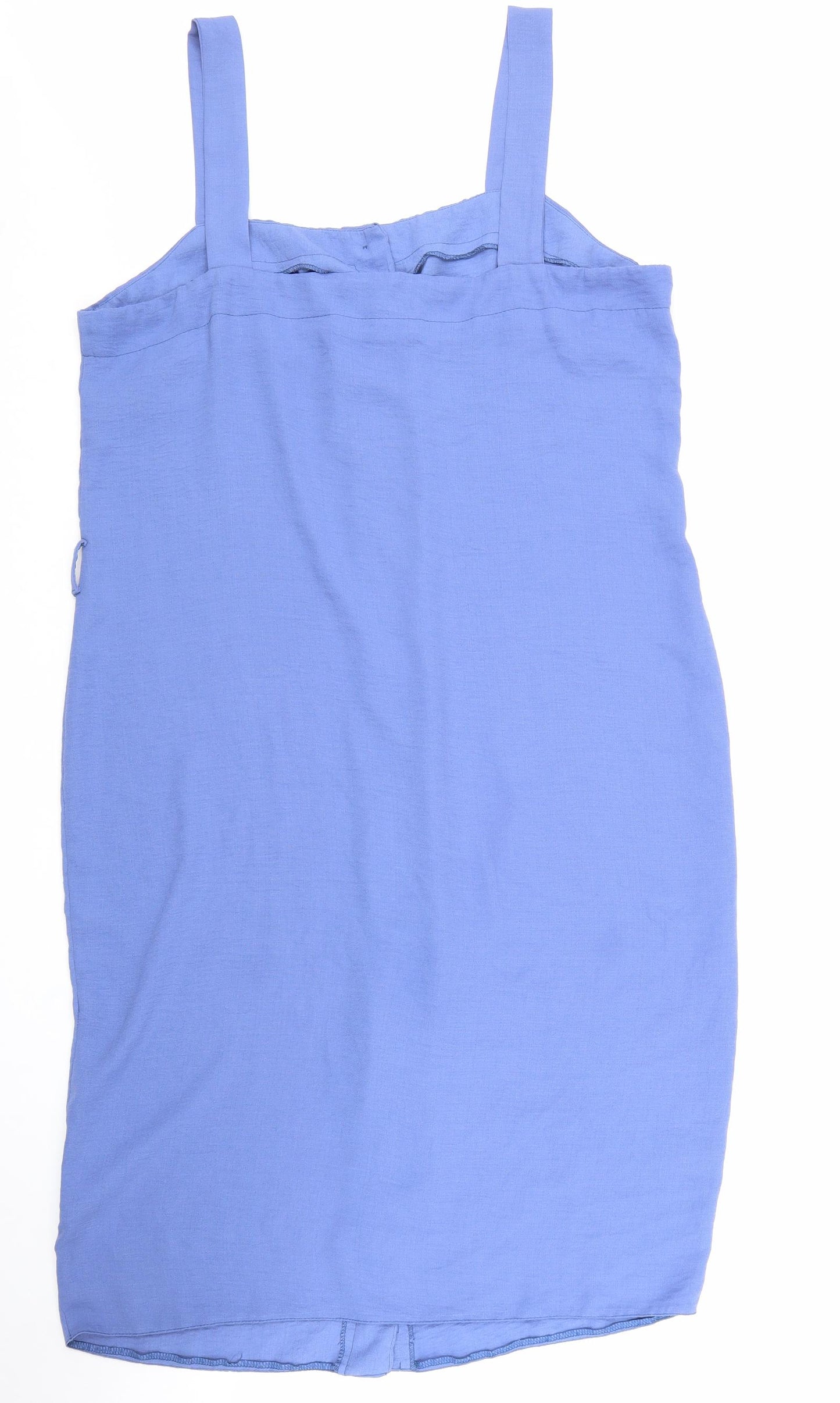 New Look Womens Blue Polyester Tank Dress Size 18 Square Neck Button
