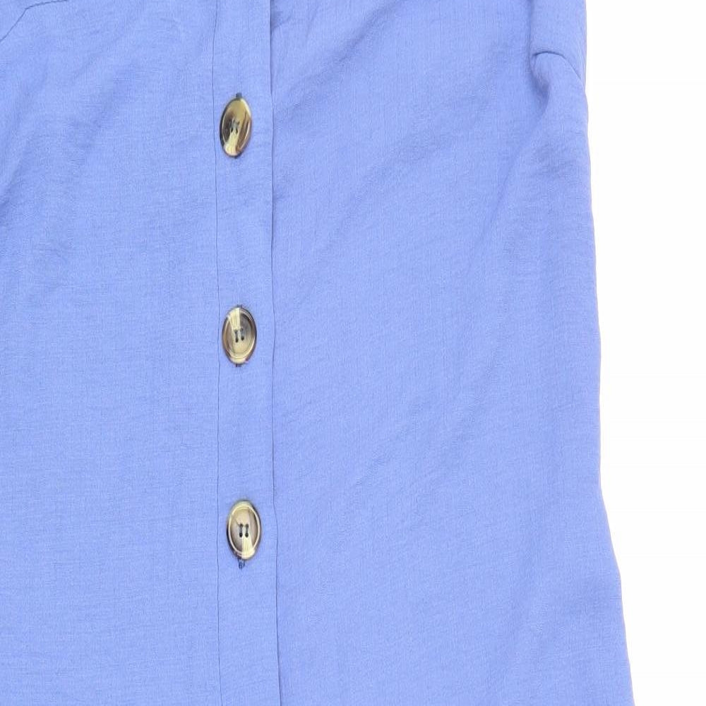 New Look Womens Blue Polyester Tank Dress Size 18 Square Neck Button