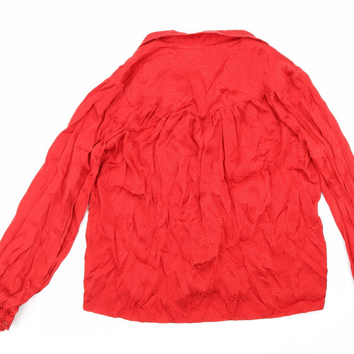 Topshop Womens Red Viscose Basic Button-Up Size 8 Collared