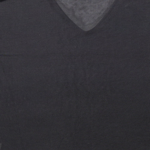 Papaya Womens Black Polyester Basic T-Shirt Size 12 V-Neck
