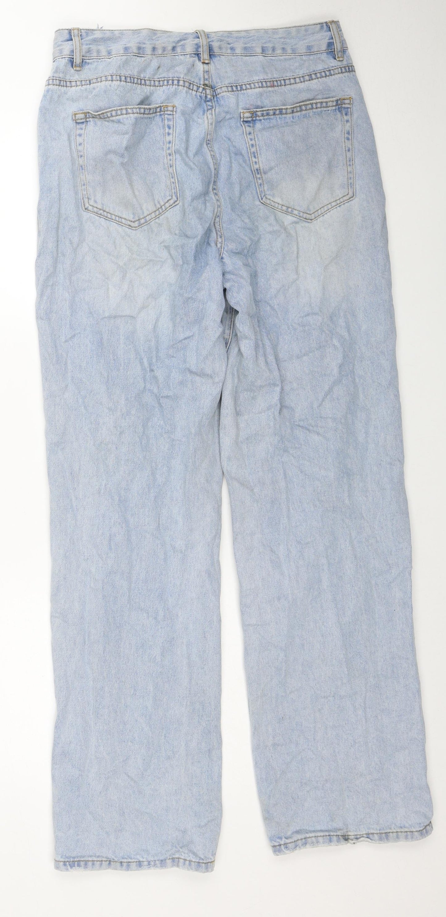 Preworn Womens Blue Cotton Straight Jeans Size 30 in Regular Zip