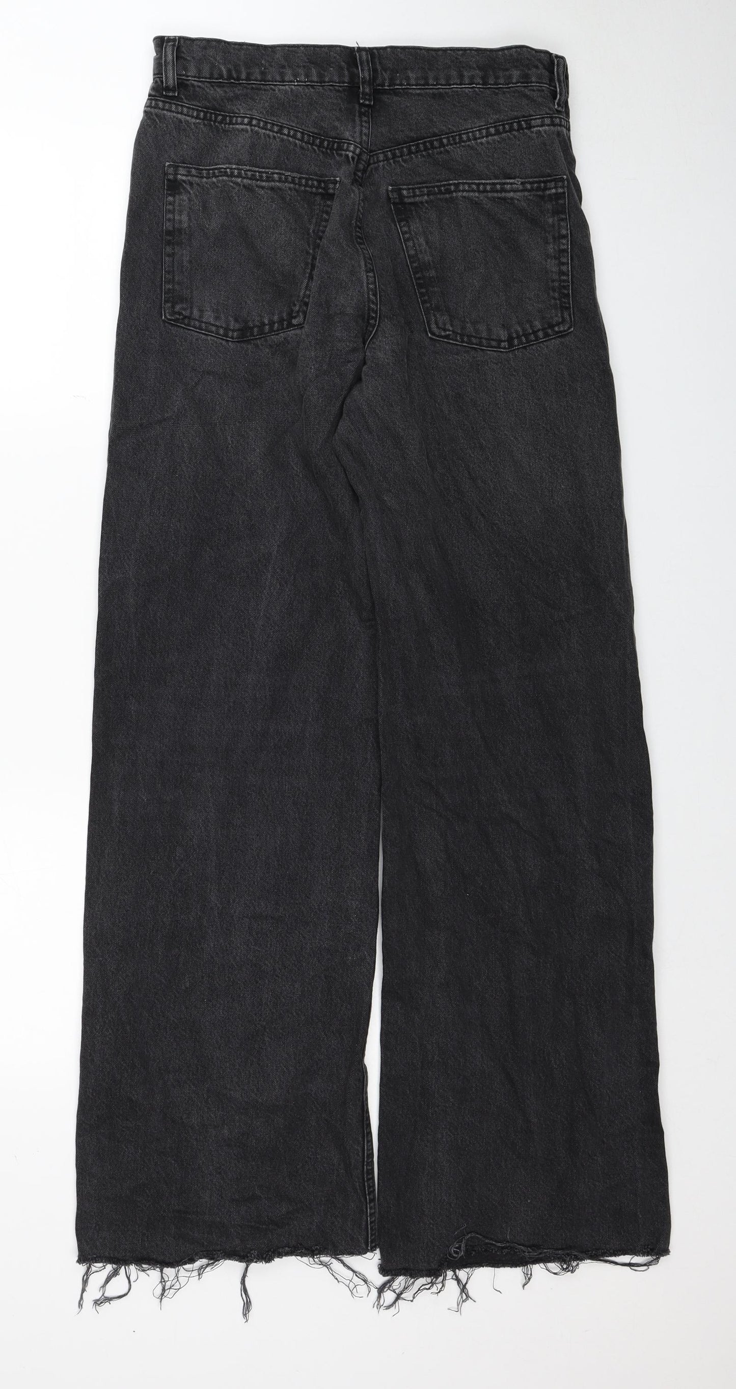 Zara Womens Black Cotton Straight Jeans Size 10 Regular Zip