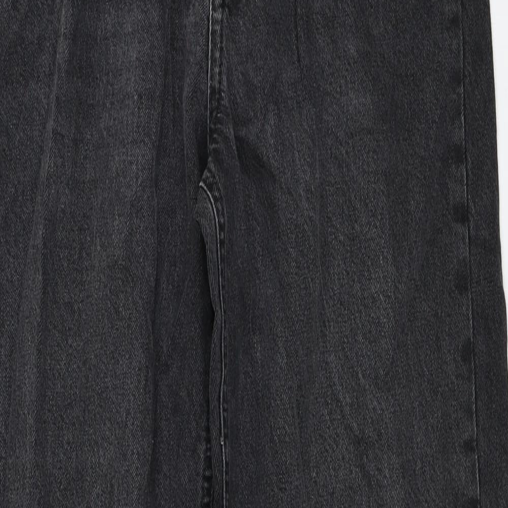 Zara Womens Black Cotton Straight Jeans Size 10 Regular Zip