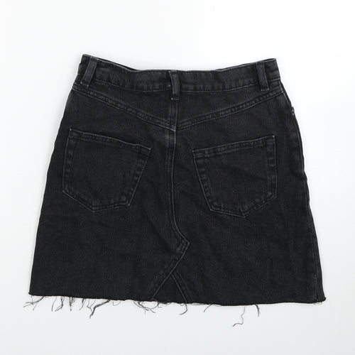 Monki Womens Black Cotton Mini Skirt Size 6 Zip