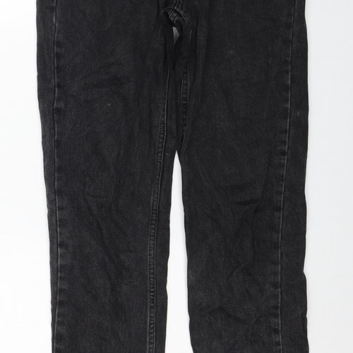 Topshop Womens Black Cotton Straight Jeans Size 26 in L34 in Regular Zip